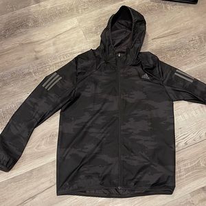 Adidas Energy Running Hooded Windbreaker Jacket Black Camo